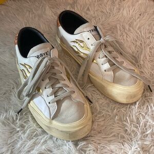 Straye Logan Men Sz 8.5 Women Sz 10 Flame Sneaker Cream Heater Skateboarding